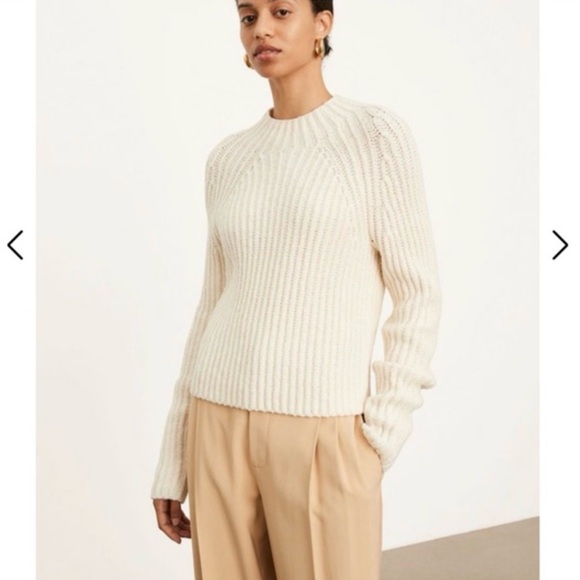 Vince Off-White Raglan Sleeve Mock Neck Sweater - Picture 4 of 11